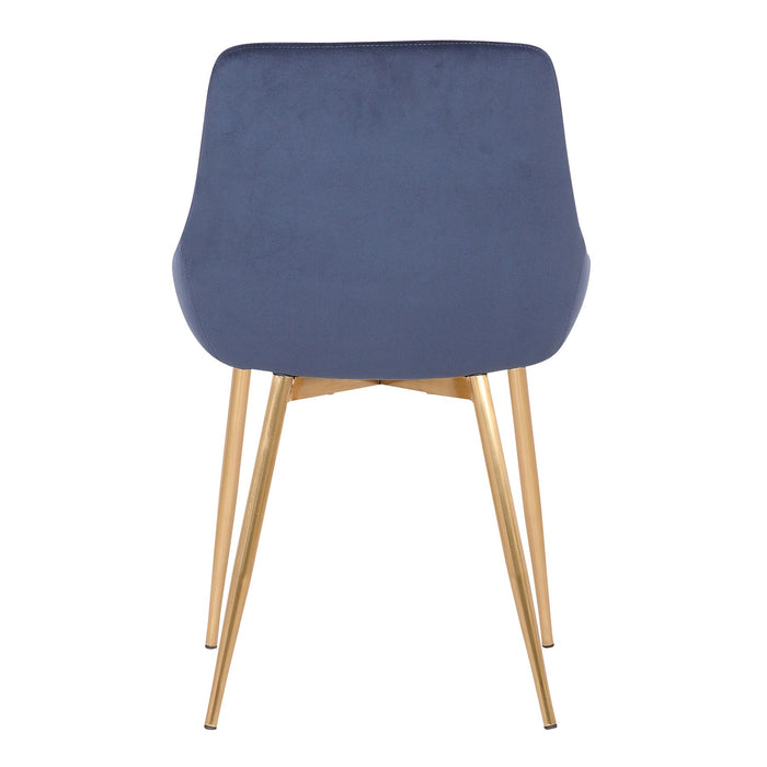 Heidi Blue Velvet Dining Accent Chair with Gold Metal Legs