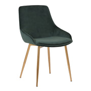 Heidi Green Velvet Dining Accent Chair with Gold Metal Legs - Furniture City (CA)l