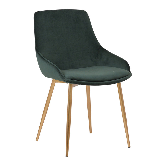 Heidi Green Velvet Dining Accent Chair with Gold Metal Legs