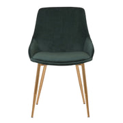 Heidi Green Velvet Dining Accent Chair with Gold Metal Legs - Furniture City (CA)l