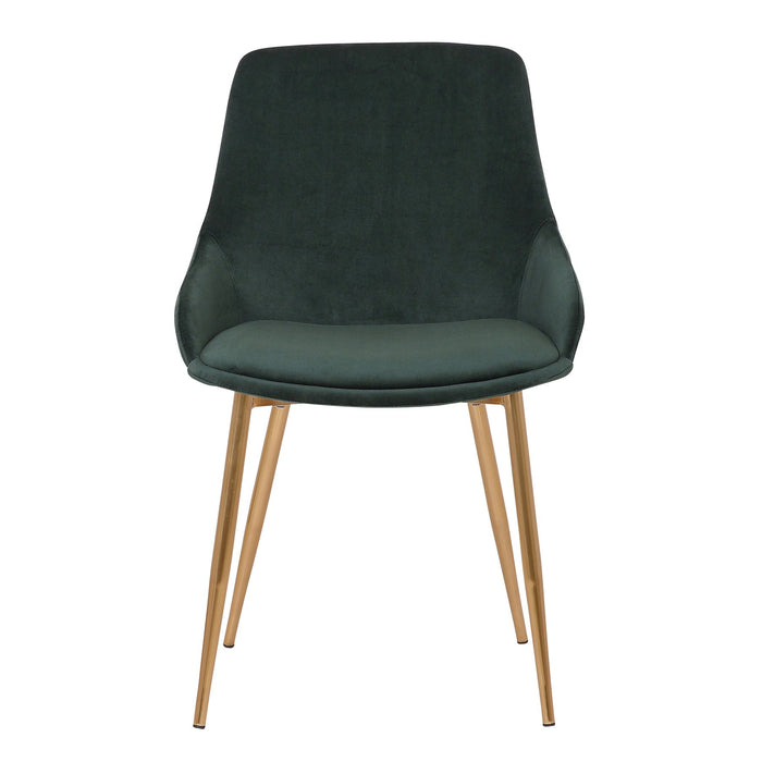 Heidi Green Velvet Dining Accent Chair with Gold Metal Legs