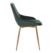 Heidi Green Velvet Dining Accent Chair with Gold Metal Legs - Furniture City (CA)l