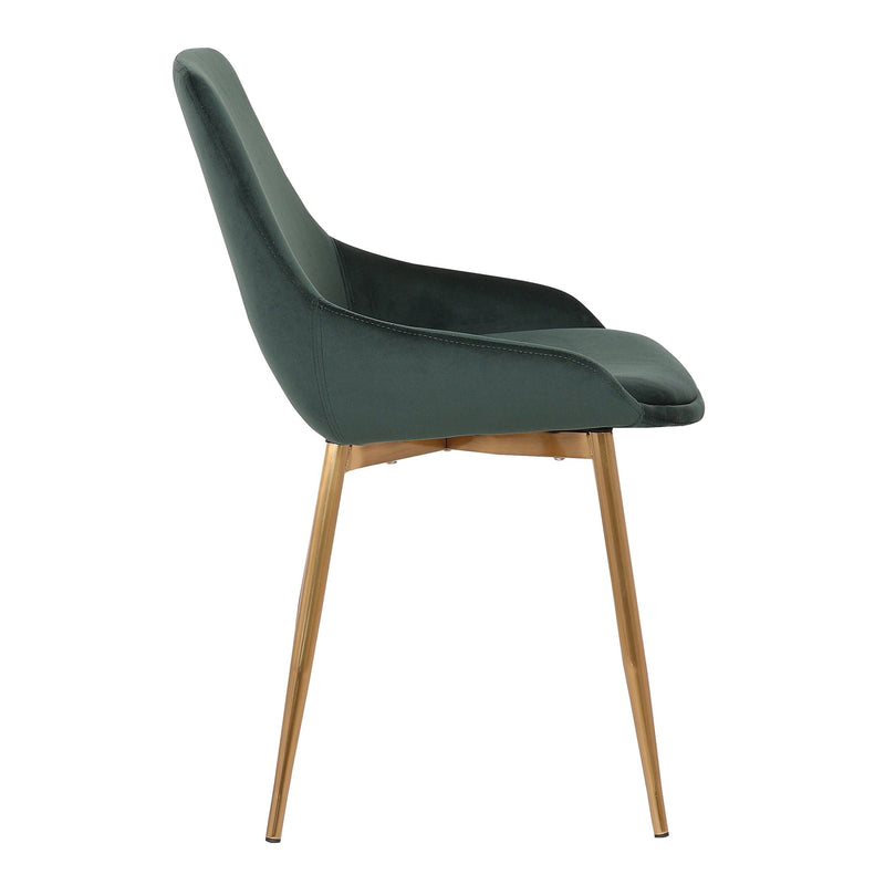 Heidi Green Velvet Dining Accent Chair with Gold Metal Legs - Furniture City (CA)l