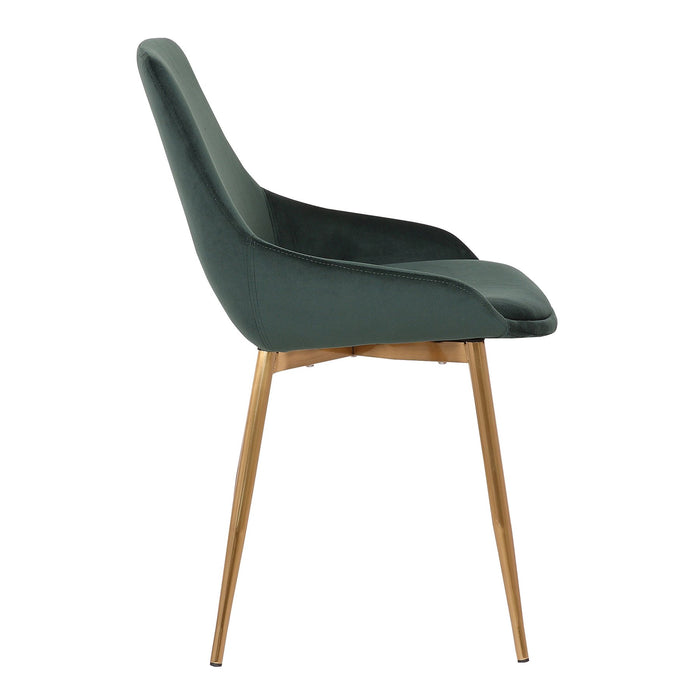 Heidi Green Velvet Dining Accent Chair with Gold Metal Legs