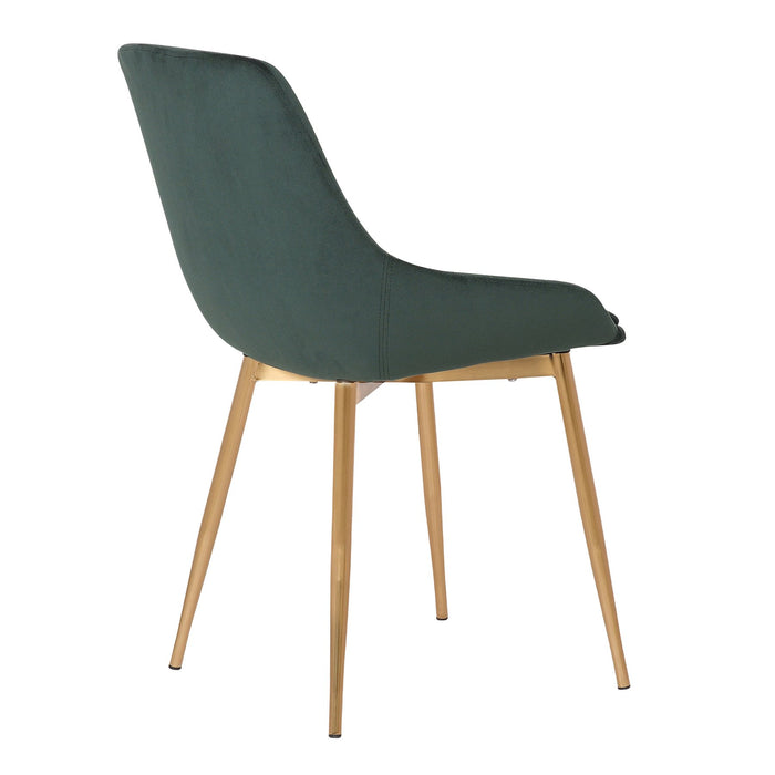 Heidi Green Velvet Dining Accent Chair with Gold Metal Legs