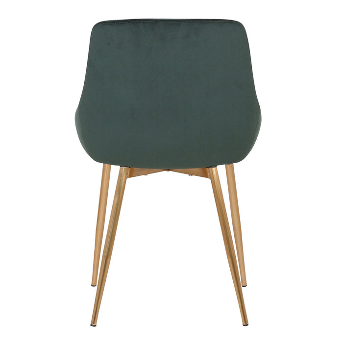 Heidi Green Velvet Dining Accent Chair with Gold Metal Legs