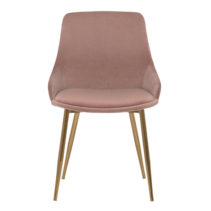 Heidi Blush Velvet Dining Accent Chair with Gold Metal Legs