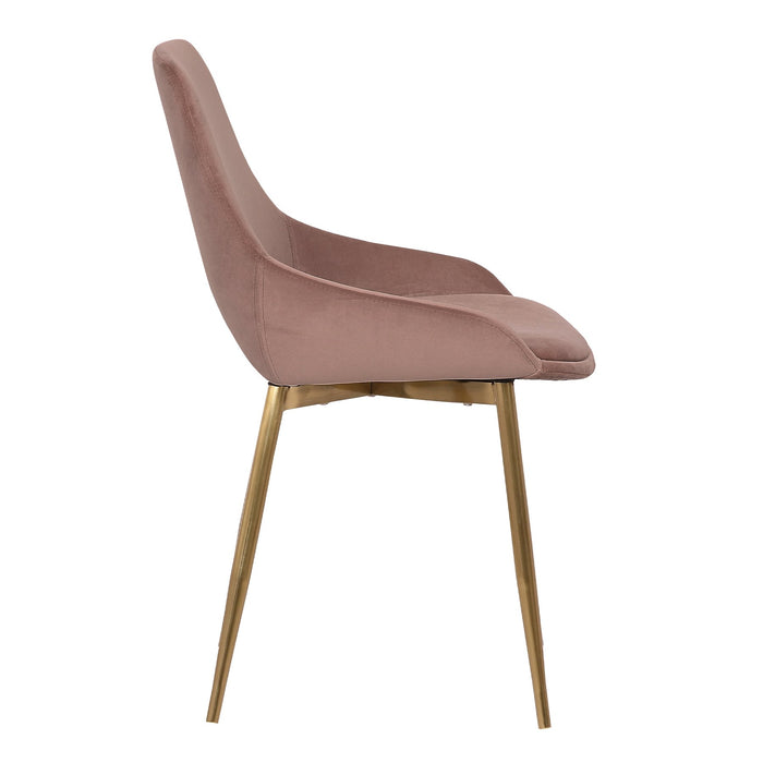 Heidi Blush Velvet Dining Accent Chair with Gold Metal Legs