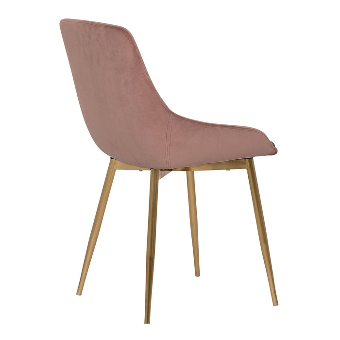Heidi Blush Velvet Dining Accent Chair with Gold Metal Legs