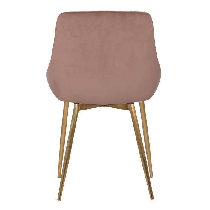 Heidi Blush Velvet Dining Accent Chair with Gold Metal Legs