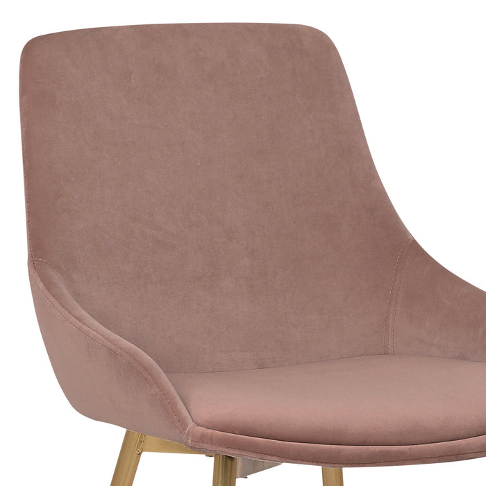 Heidi Blush Velvet Dining Accent Chair with Gold Metal Legs