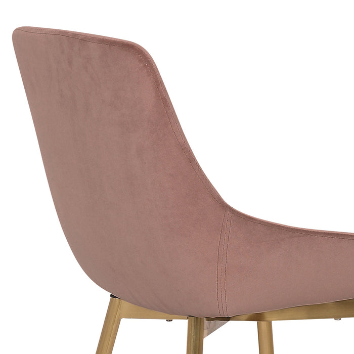 Heidi Blush Velvet Dining Accent Chair with Gold Metal Legs