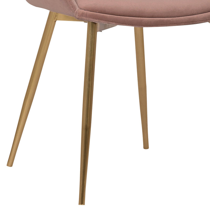 Heidi Blush Velvet Dining Accent Chair with Gold Metal Legs