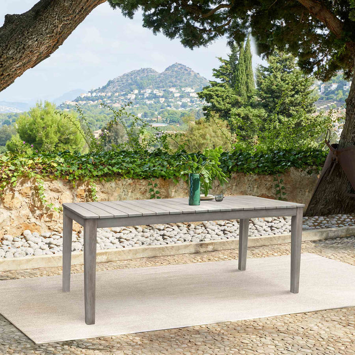 Haiti Patio Outdoor Dining Table in Gray Acacia Wood