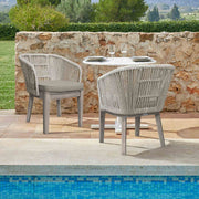 Haiti Patio Outdoor Dining Chairs with Arms in Gray Acacia Wood and Rope - Set of 2 - Furniture City (CA)l