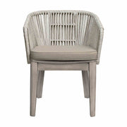 Haiti Patio Outdoor Dining Chairs with Arms in Gray Acacia Wood and Rope - Set of 2 - Furniture City (CA)l