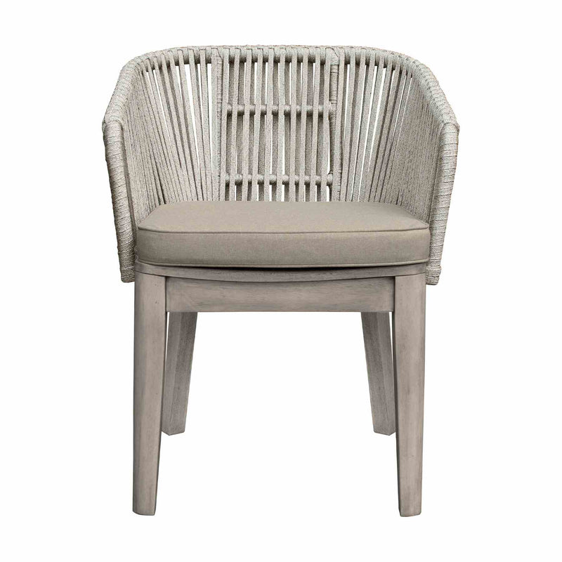 Haiti Patio Outdoor Dining Chairs with Arms in Gray Acacia Wood and Rope - Set of 2 - Furniture City (CA)l