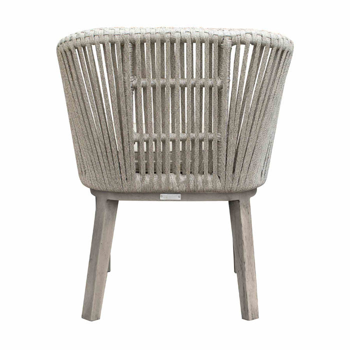 Haiti Patio Outdoor Dining Chairs with Arms in Gray Acacia Wood and Rope - Set of 2