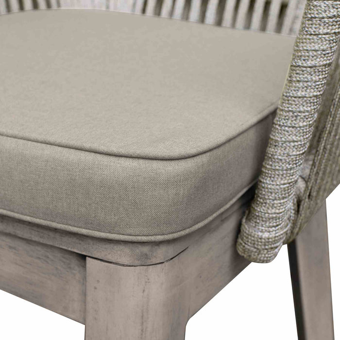 Haiti Patio Outdoor Dining Chairs with Arms in Gray Acacia Wood and Rope - Set of 2