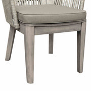 Haiti Patio Outdoor Dining Chairs with Arms in Gray Acacia Wood and Rope - Set of 2 - Furniture City (CA)l