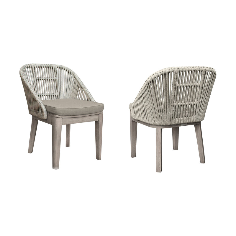 Haiti Patio Outdoor Dining chairs in Gray Acacia Wood and Rope - Set of 2 - Furniture City (CA)l