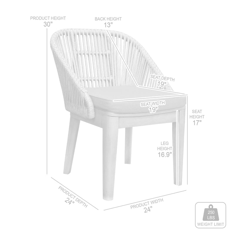 Haiti Patio Outdoor Dining chairs in Gray Acacia Wood and Rope - Set of 2 - Furniture City (CA)l