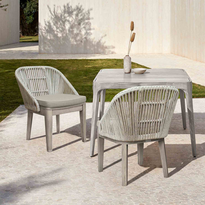 Haiti Patio Outdoor Dining chairs in Gray Acacia Wood and Rope - Set of 2 - Furniture City (CA)l