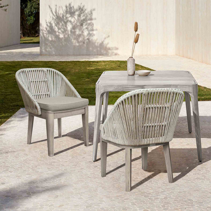 Haiti Patio Outdoor Dining chairs in Gray Acacia Wood and Rope - Set of 2