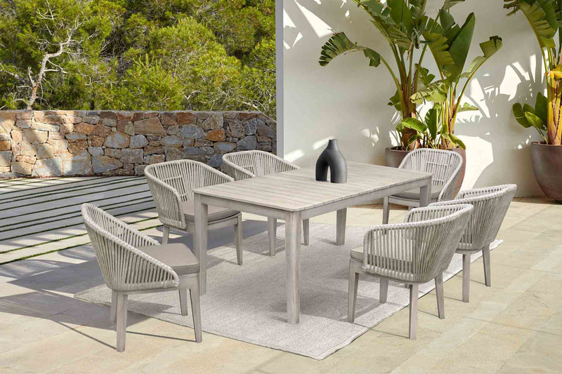 Haiti Patio Outdoor Dining chairs in Gray Acacia Wood and Rope - Set of 2 - Furniture City (CA)l