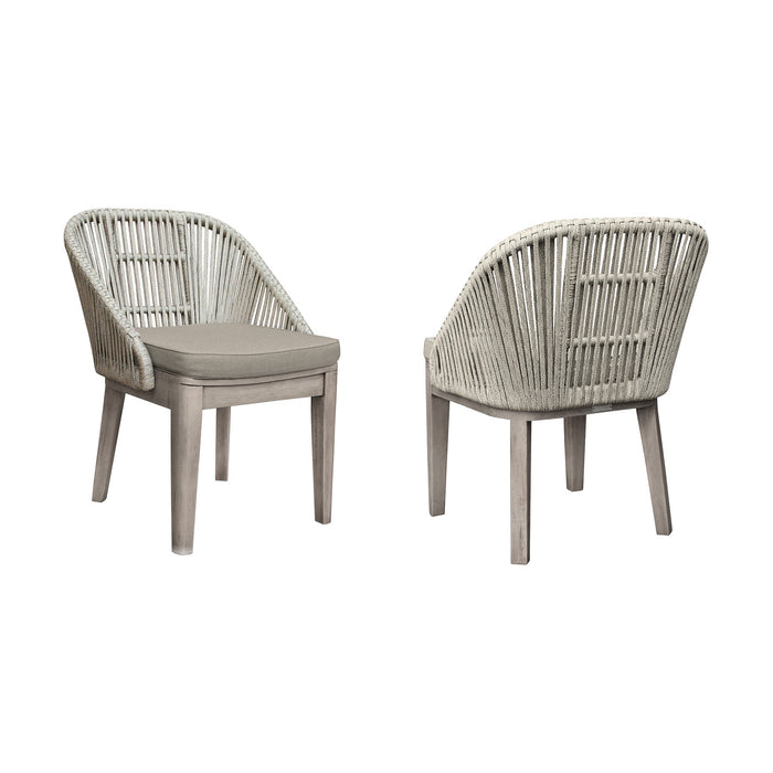 Haiti Patio Outdoor Dining chairs in Gray Acacia Wood and Rope - Set of 2