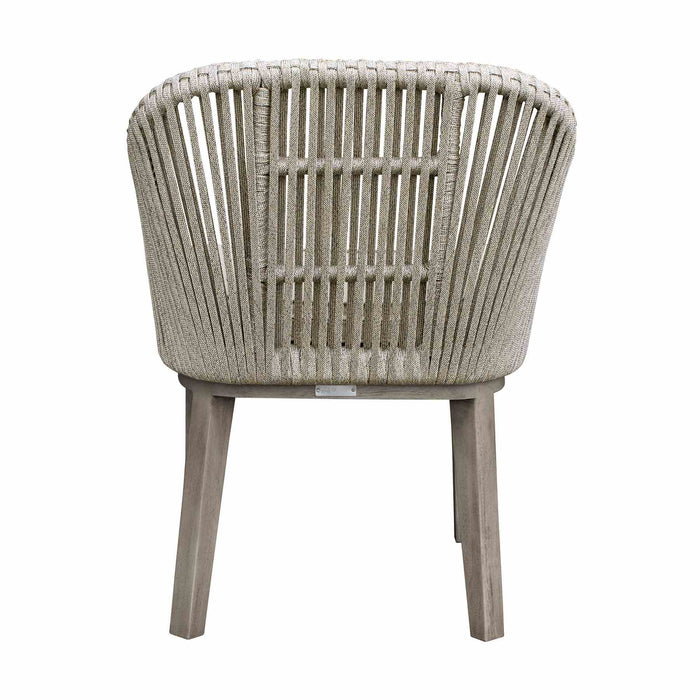 Haiti Patio Outdoor Dining chairs in Gray Acacia Wood and Rope - Set of 2