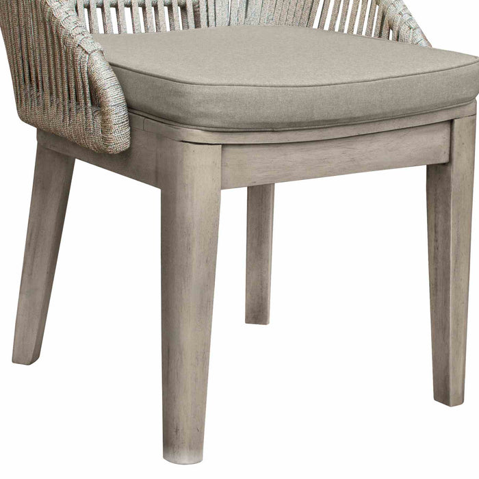 Haiti Patio Outdoor Dining chairs in Gray Acacia Wood and Rope - Set of 2