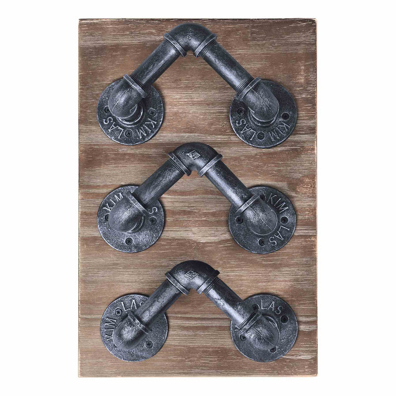 Hawk Industrial Wine Rack in Industrial Gray and Pine Wood - Furniture City (CA)l