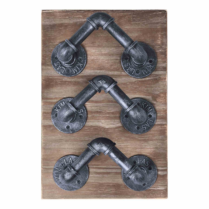 Hawk Industrial Wine Rack in Industrial Gray and Pine Wood