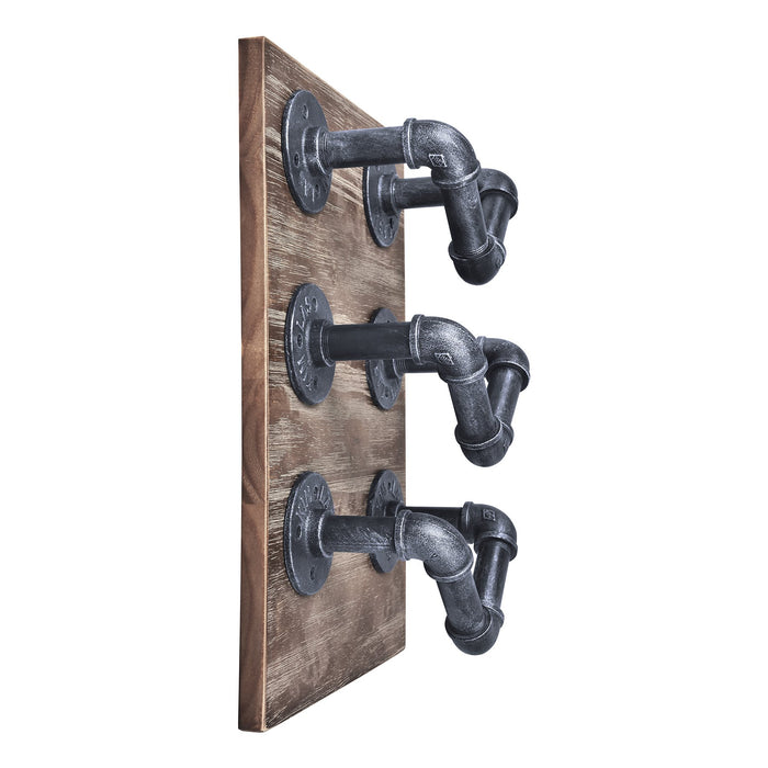 Hawk Industrial Wine Rack in Industrial Gray and Pine Wood