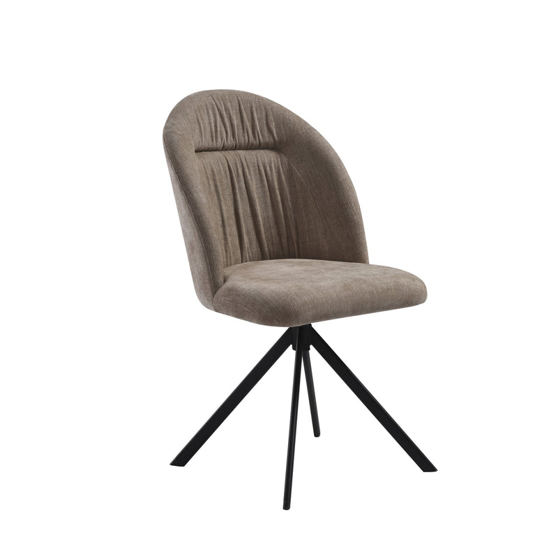 Hallie Contemporary Swivel Curved Back Almond Upholstered Dining Chair - Set of 2 - Furniture City (CA)l