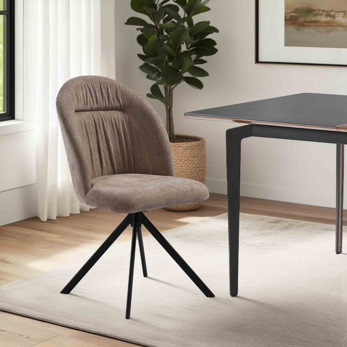 Hallie Contemporary Swivel Curved Back Almond Upholstered Dining Chair - Set of 2