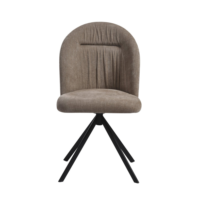 Hallie Contemporary Swivel Curved Back Almond Upholstered Dining Chair - Set of 2 - Furniture City (CA)l