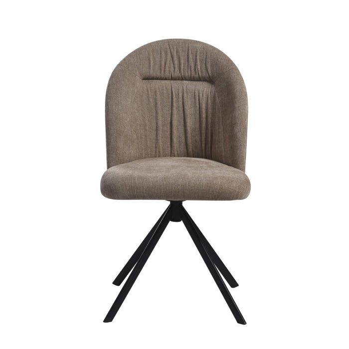 Hallie Contemporary Swivel Curved Back Almond Upholstered Dining Chair - Set of 2