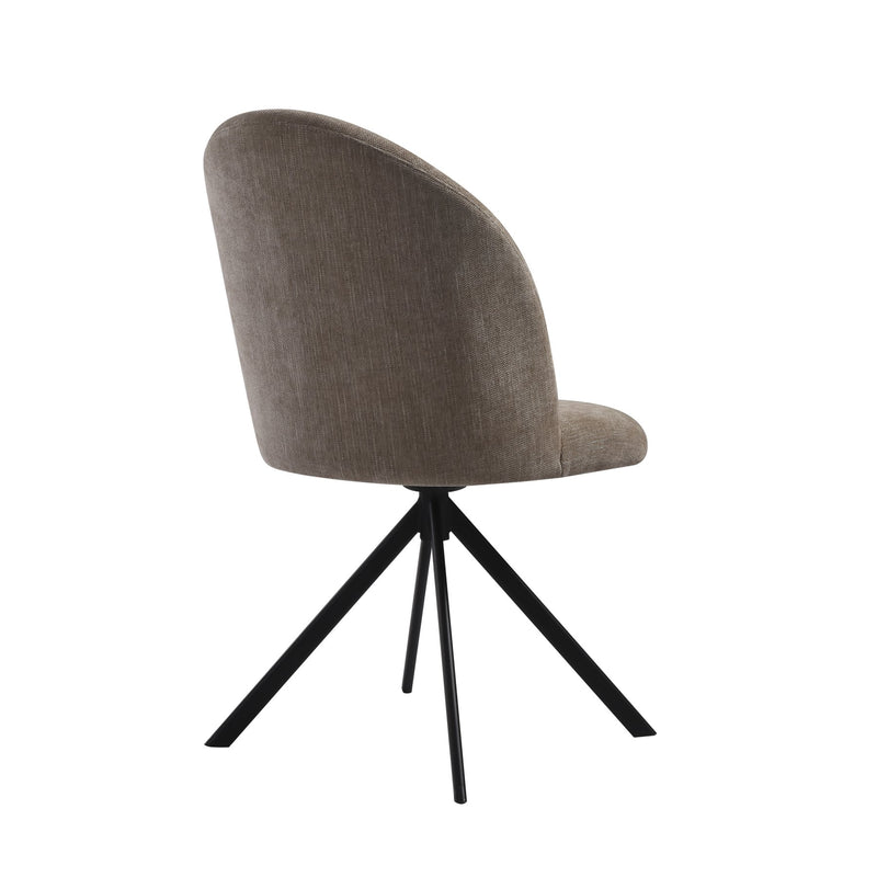 Hallie Contemporary Swivel Curved Back Almond Upholstered Dining Chair - Set of 2 - Furniture City (CA)l