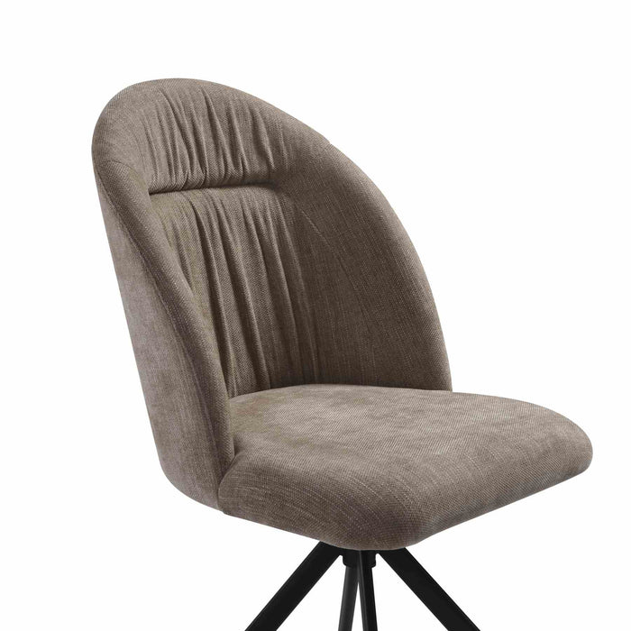 Hallie Contemporary Swivel Curved Back Almond Upholstered Dining Chair - Set of 2