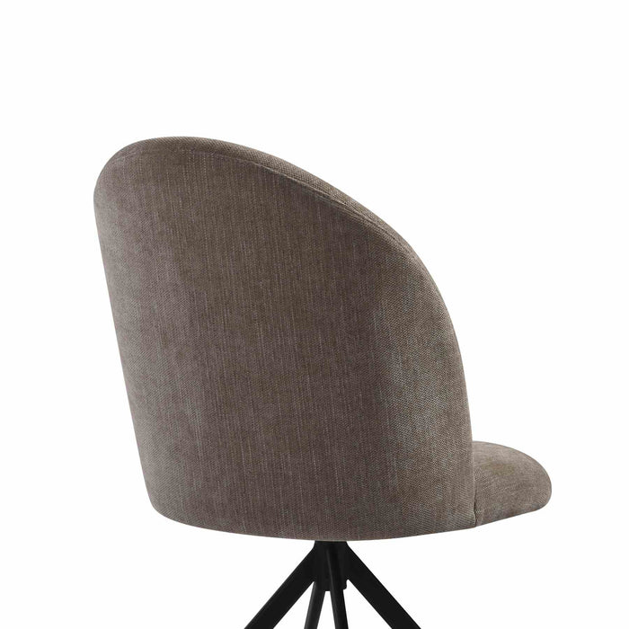 Hallie Contemporary Swivel Curved Back Almond Upholstered Dining Chair - Set of 2