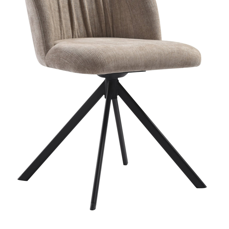 Hallie Contemporary Swivel Curved Back Almond Upholstered Dining Chair - Set of 2 - Furniture City (CA)l