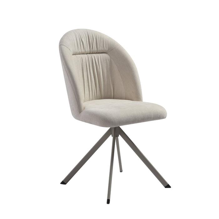 Hallie Contemporary Swivel Curved Back Cream Upholstered Dining Chair - Set of 2