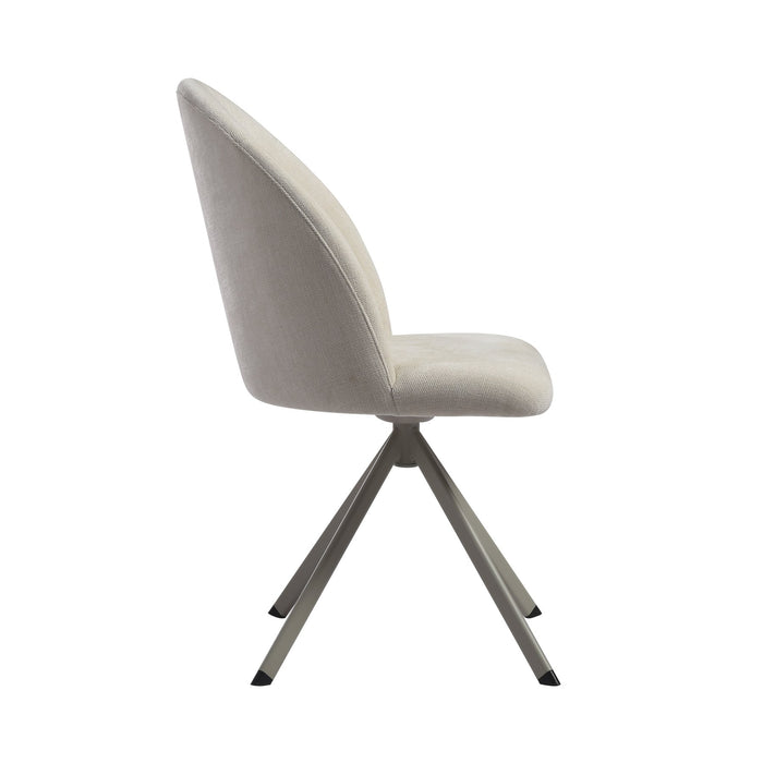 Hallie Contemporary Swivel Curved Back Cream Upholstered Dining Chair - Set of 2