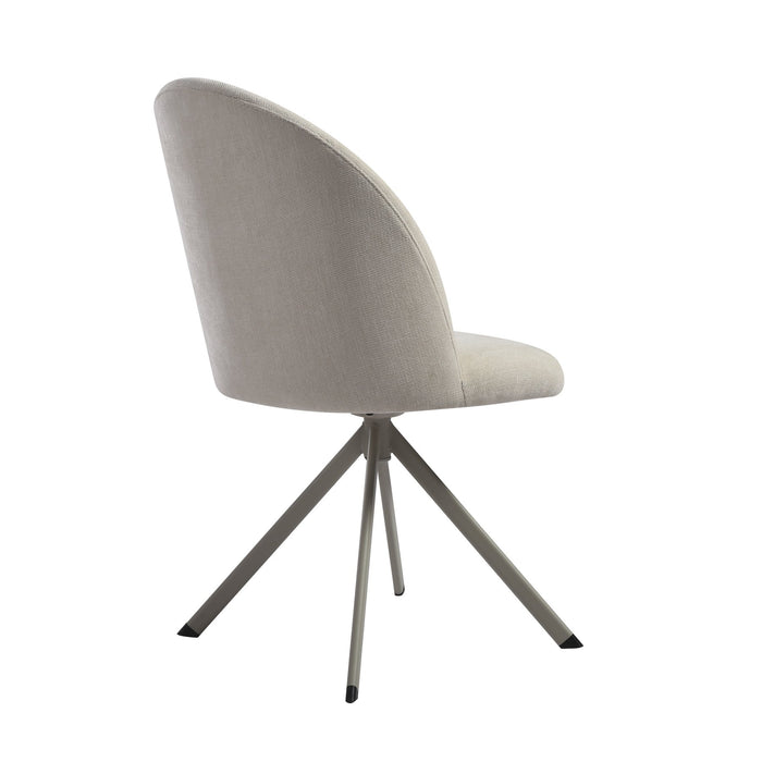 Hallie Contemporary Swivel Curved Back Cream Upholstered Dining Chair - Set of 2