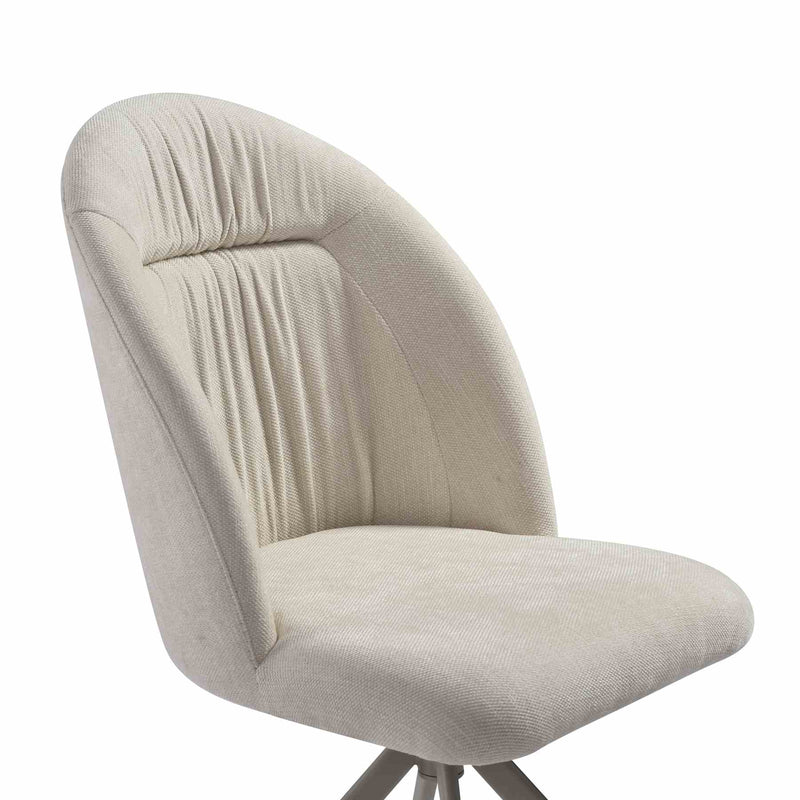 Hallie Contemporary Swivel Curved Back Cream Upholstered Dining Chair - Set of 2 - Furniture City (CA)l