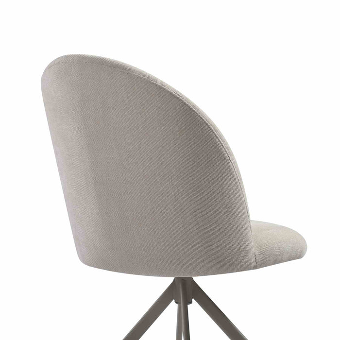 Hallie Contemporary Swivel Curved Back Cream Upholstered Dining Chair - Set of 2