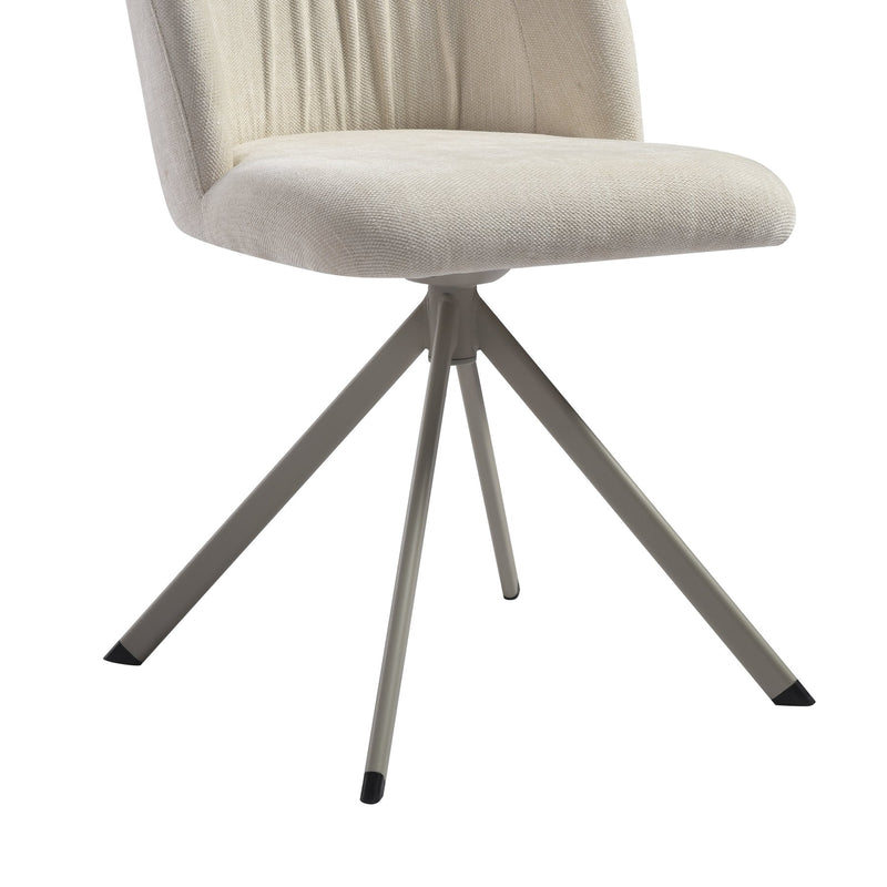 Hallie Contemporary Swivel Curved Back Cream Upholstered Dining Chair - Set of 2 - Furniture City (CA)l