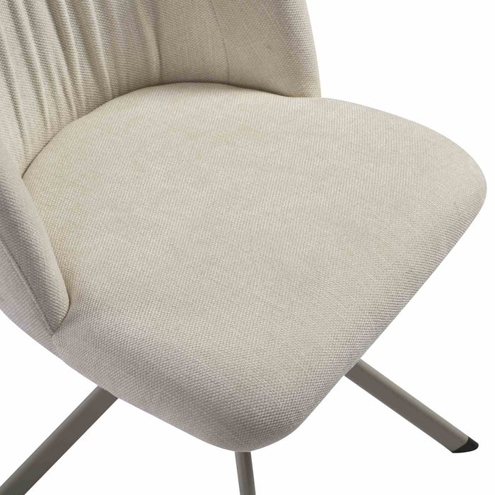 Hallie Contemporary Swivel Curved Back Cream Upholstered Dining Chair - Set of 2